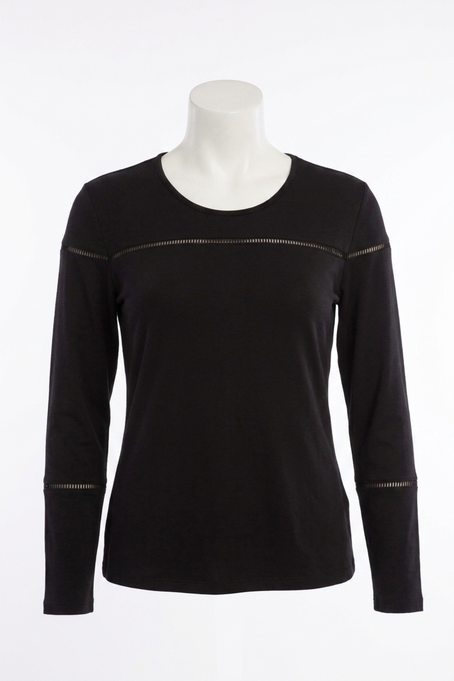 NEW ANGEL wrinkle free cutout tunic in black
